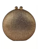 Anna Cecere stunning gold rhinestones round jewel bag aca093