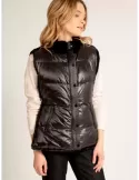 Fuego Woman - Gilet piumino nero con pelliccia fino alla 54