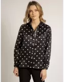 Camicia raso fantasia bianco e blu Fuego Woman fino alla taglia 52