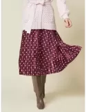 Piero Moretti bordeaux velvet plissè midi skirt poka dots