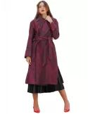 Maesta Milano |Cappotto vestaglia midi bordeaux fantasia viola e rosso