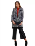 Aldo Colombo plus size black and white houndstooth merino wool coat