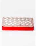 Anna Cecere bags | Red silk clutch evening bag with rhinestones