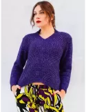 Maesta Milano purple chunky jumper sweater with lurex thread