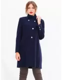 Aldo Colombo Plus size knitted wool classic dark blue coat long jacket