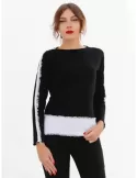 Riva Tricot plus size black wool jumper sweater with lurex thread