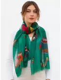 Nicki Colombo | Made in Italy | Green Christmas printed wool scarf