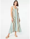 Buy online maxi tank top green striped summer dress with pockets