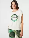 Paz Torras green nature printed t-shirt blouse