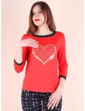 Francesca Mercuriali red and blue shirt blouse with gold heart