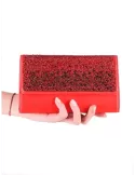 Anna Cecere bags | Red silk clutch evening bag with rhinestones