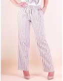 Paz Torras shop online |Colonial style beige striped palazzo trousers