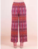 Maesta Milano orange and purple silk pull-on palazzo trousers