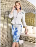 Sonia Pena Couture 1221002 blue lace formal dress and jacket suit