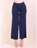 Francesca Mercuriali dark blue Italian jersey palazzo trousers