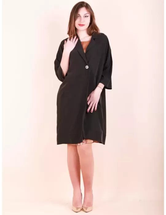 Paz torras black wide duster coat long jacket plus size available suit