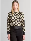 Piero Moretti black and white pattern all silk blouse shirt