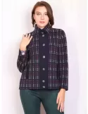 Aldo Colombo knitted pure wool dark blue plaid jacket