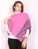 Fuchsia thick viscose poncho cape by Volpato Italia knitwear