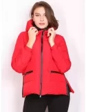 Pregio Couture red puffer down jacket with hood