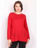 Francesca Mercuriali red wool A shape sweater rhinestones