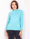 Frida Madè silk cashmere wool turquoise turtleneck sweater