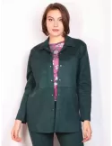 Paz Torras online | Petrol green suede shirt jacket plus size available