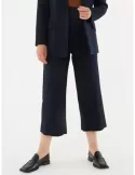 Paz Torras online | Dark blue wide winter trousers with jacket suit