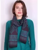 Bordeaux and oil green jacquard unisex cotton scarf