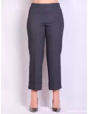 Lea Bruni by Elgi | Pantaloni palazzo con risvolto blu melange grigio