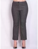 Black and beige printed cotton push up trousers by Lea Bruni