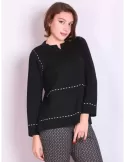 Riva Tricot plus size black wool jumper sweater with lurex thread