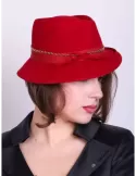 Cappelli Complit | Panama rosso fedora borsalino asimmetrico in feltro