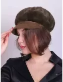 Cappelli donna Complit | Berretto di pelliccia verde con visiera pelle