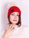 Compit Italian Winter Hats | Red alpaga mohair wool beanie pon pon