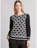 Piero Moretti black and white wool sweater with rhinestones