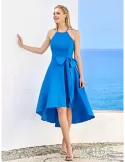 Miss Sonia Pena blue skater dress with big ribbon belt