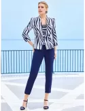 Sonia Pena Couture blue lurex three pieces trousers suit