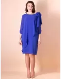 Plus size royal blue caftan dress with rhinestones ribbon