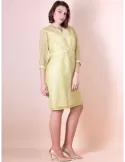 Sonia Pena Couture lime yellow formal dress and duster jacket