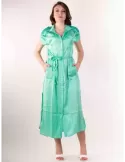 Fuego Woman green open long polo dress with belt