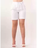 Rubamori Italy | White cotton folded bermuda shorts with belt