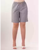 Volpato Italy | Melange grey pinstriped cotton shorts bermuda pants