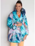My day Woman | Over size turquoise printed parka hooded jacket