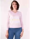 Shop online Italian knitwear | pink white and yellow striped sweater