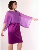 Maesta Milano 2023 | Poncho coprispalle chiffon di pura seta viola