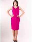 Maesta Milano plus size fuchsia silk bodycon sheath dress sleeveless