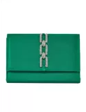 Anna Cecere bags | Borsa gioiello raso verde e catena di strass aca630