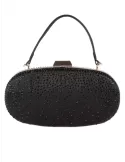 Anna Cecere black silk purse formal bag with rhinestones