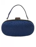 Anna Cecere dark blue silk purse formal bag with rhinestones